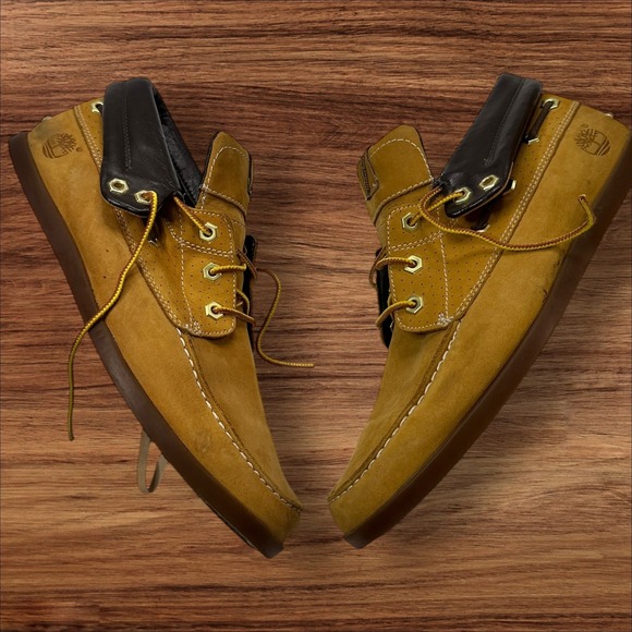 Timberland Moc Toe Ankle Boots Leather Collar Lace Up Casual size 9.5 men's - Picture 1 of 9